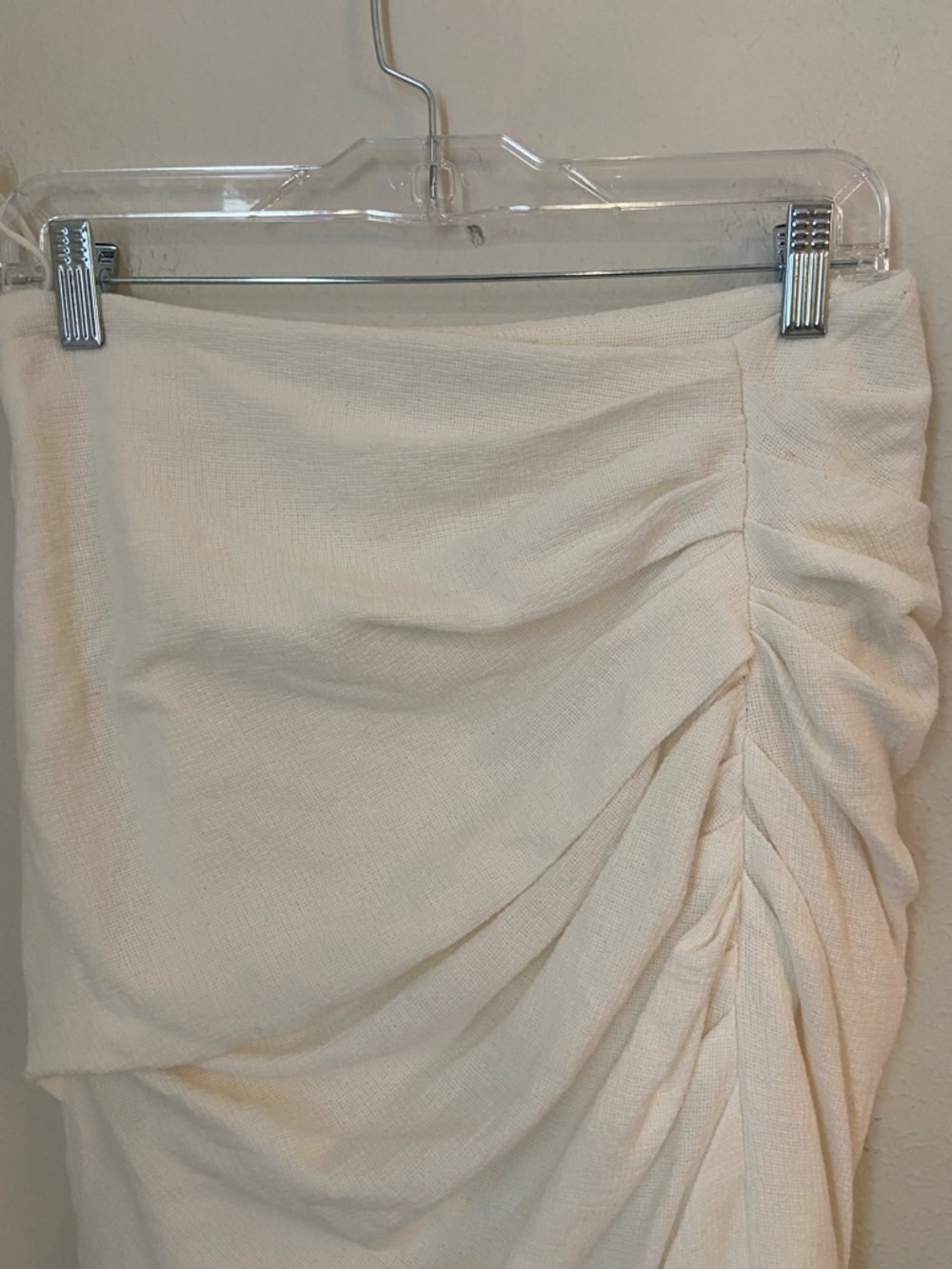 Jonathan Simkhai Hayden Ivory Ruched Midi Skirt Side Slit Size 6 - Picture 8 of 10